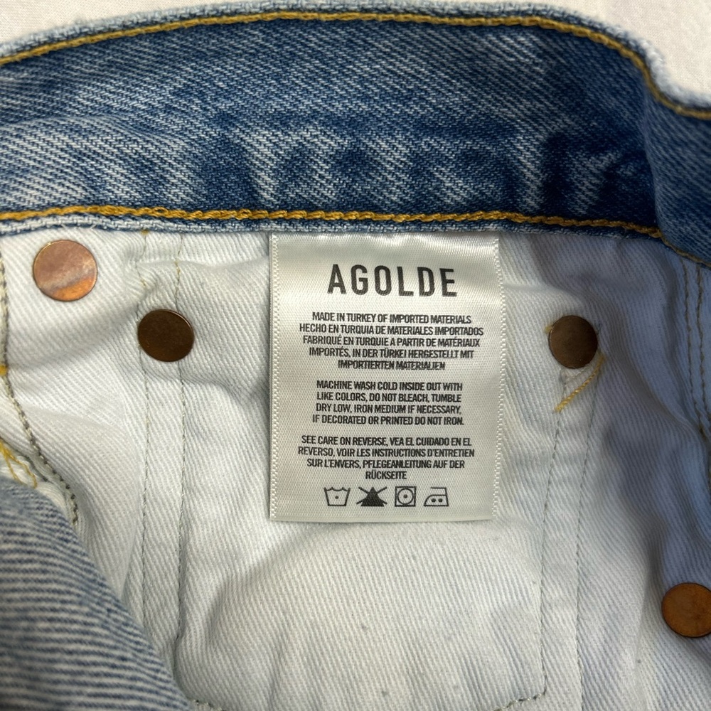 AGOLDE Denim Shorts Sz 25, 2” Inseam High Rise Distressed - Picture 8 of 8